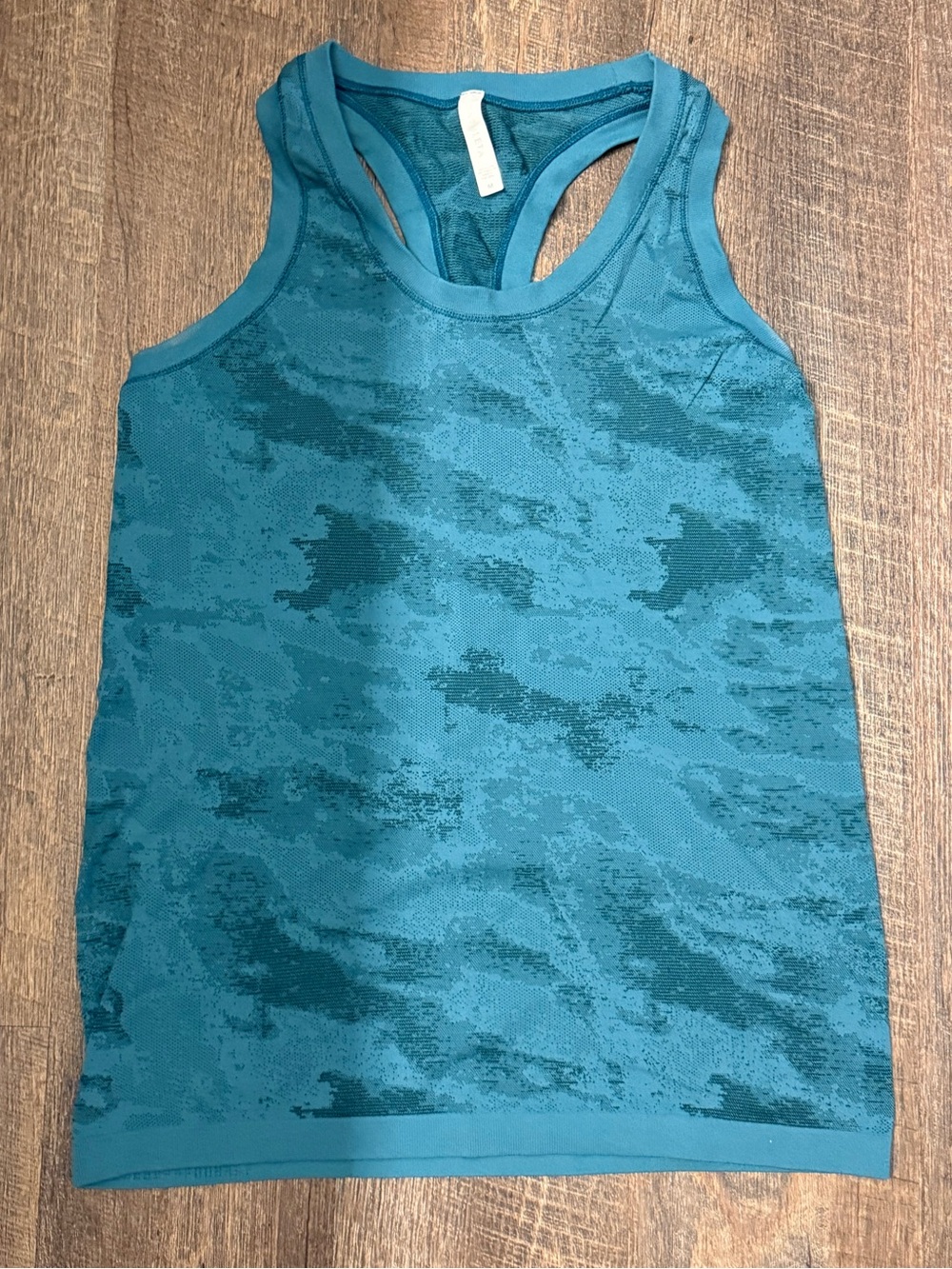 Athleta Teal Camo Racerback Seamless Workout Tank